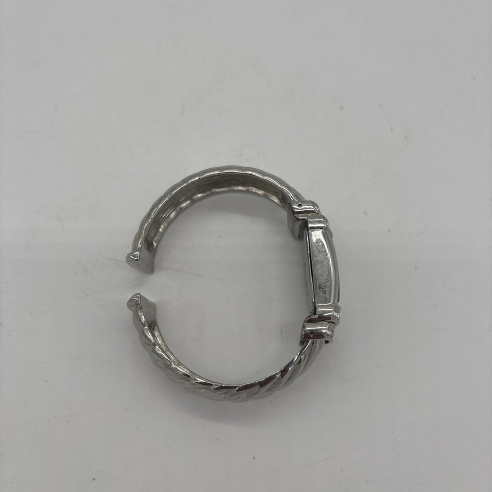Unique Studio Time Silver Tone w/ Rhinestones Women's Quartz Cuff Wrist Watch - Picture 3 of 8